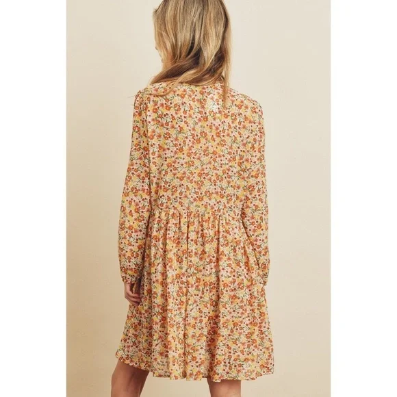 DRESS FORUM Yellow & Orange Ditzy Floral V Neck Mini Dress - Picture 6 of 8